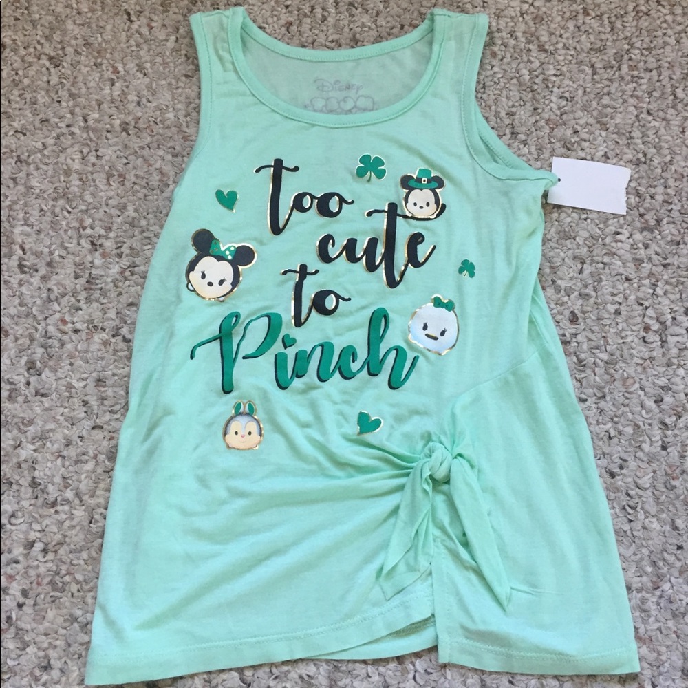 Disney Tsum Tsum "Too Cute to Pinch" St Patricks Day‎ Tank Top Kids Size XS 4-5